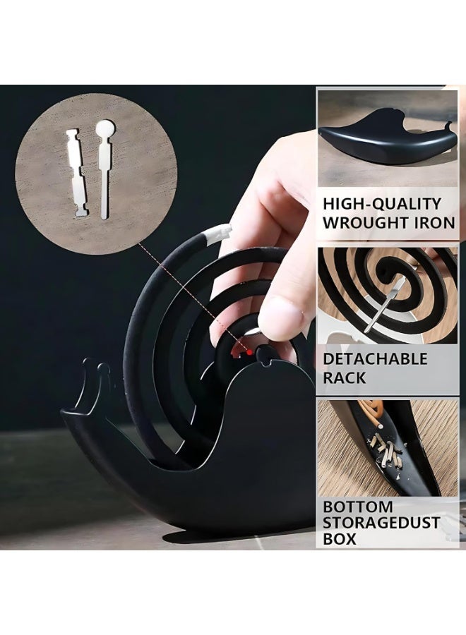 ChicAbode Incense Holder, Mosquito Coil Holder, Snail Incense Burner Holder, Mosquito Coil Burner of Iron Material, for Table Decorations or Gifts (Black, White) - Image 3